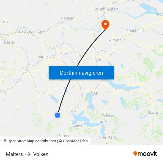 Malters to Volken map