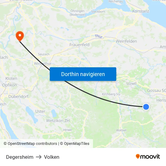 Degersheim to Volken map
