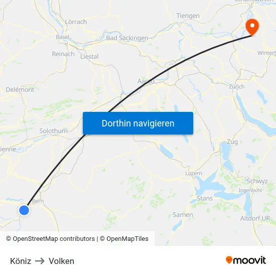 Köniz to Volken map