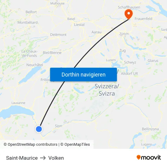 Saint-Maurice to Volken map