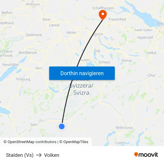 Stalden (Vs) to Volken map