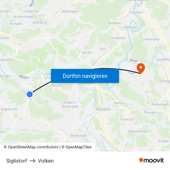 Siglistorf to Volken map