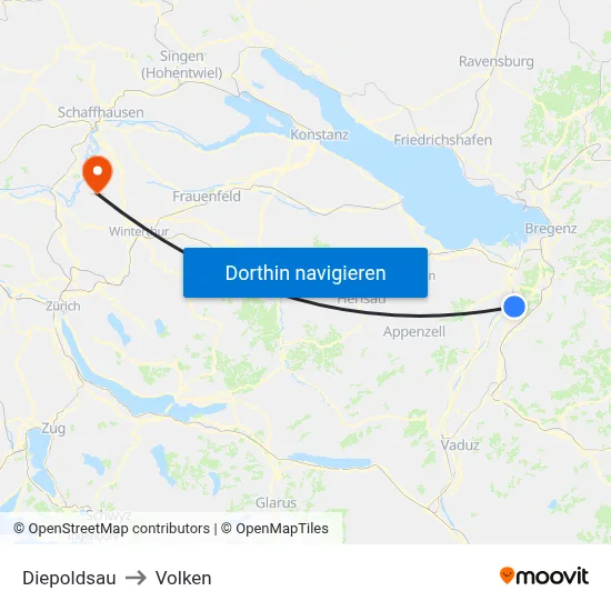 Diepoldsau to Volken map