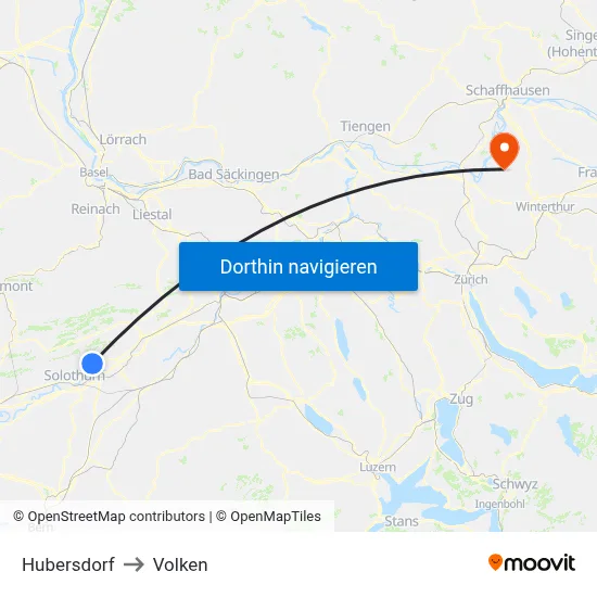 Hubersdorf to Volken map