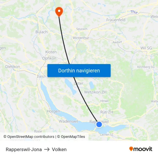 Rapperswil-Jona to Volken map