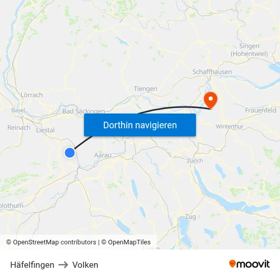 Häfelfingen to Volken map
