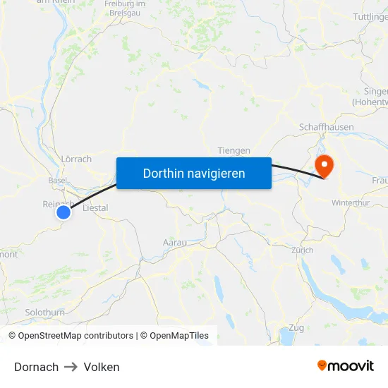 Dornach to Volken map