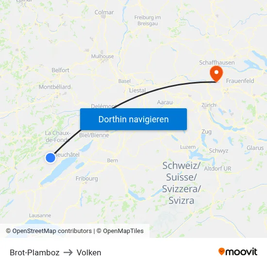 Brot-Plamboz to Volken map