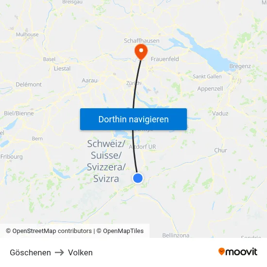Göschenen to Volken map