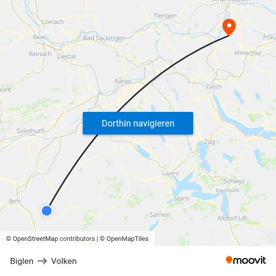 Biglen to Volken map