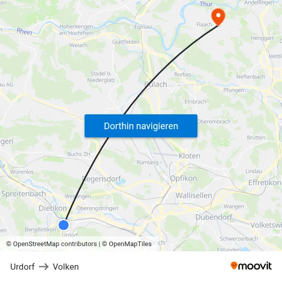 Urdorf to Volken map