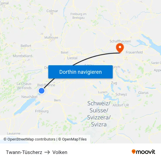 Twann-Tüscherz to Volken map