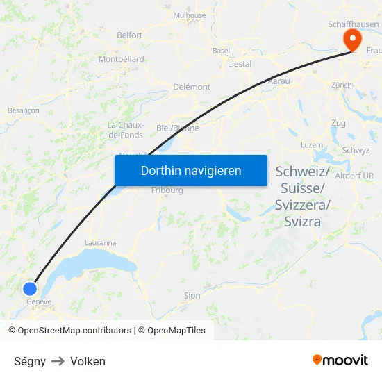 Ségny to Volken map