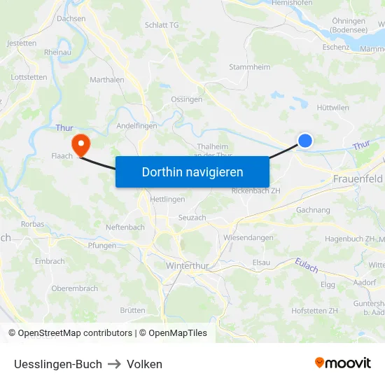 Uesslingen-Buch to Volken map