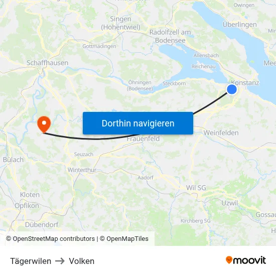 Tägerwilen to Volken map