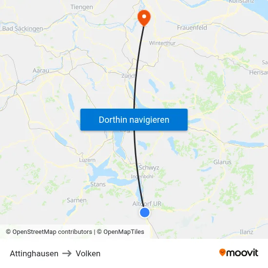 Attinghausen to Volken map