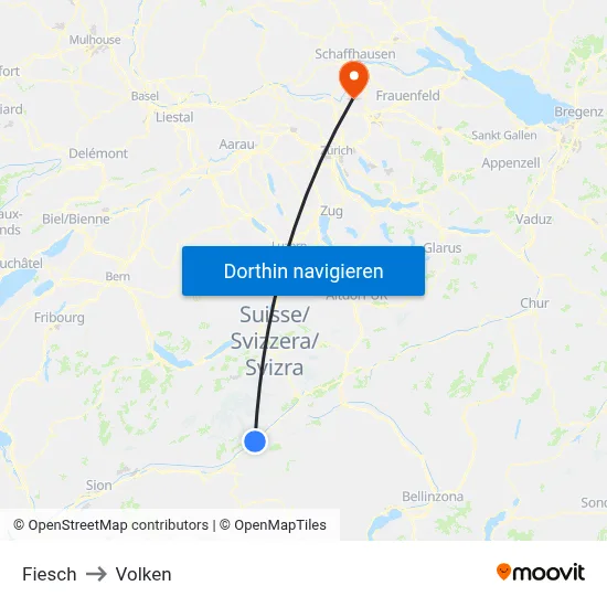 Fiesch to Volken map