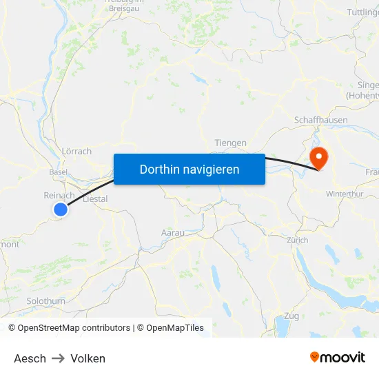 Aesch to Volken map