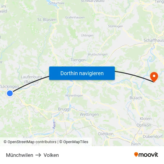 Münchwilen to Volken map