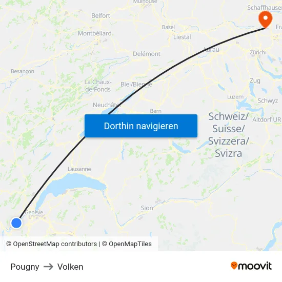 Pougny to Volken map