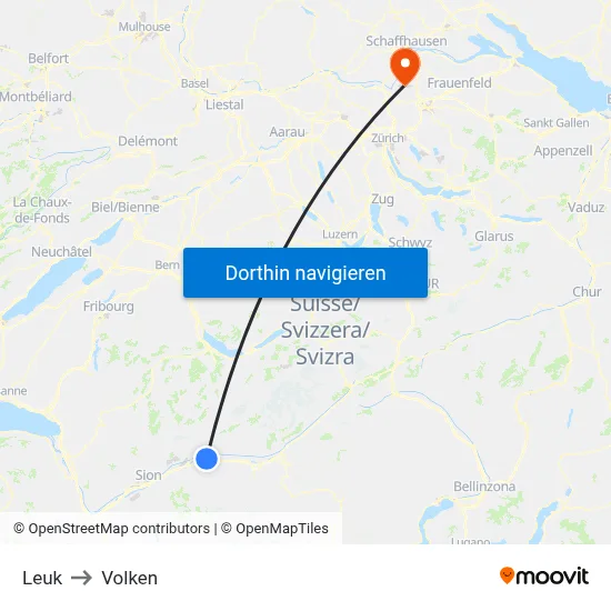 Leuk to Volken map