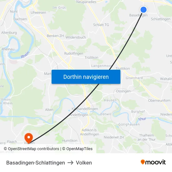 Basadingen-Schlattingen to Volken map