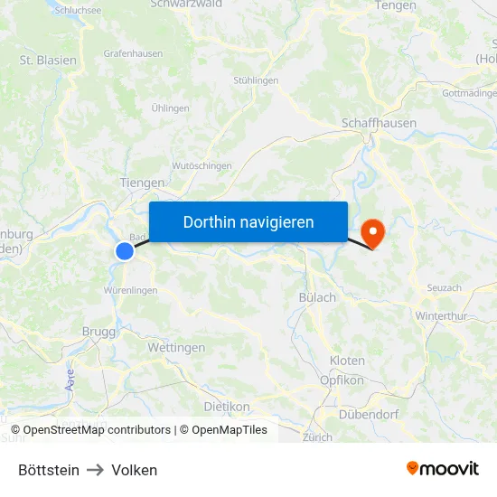 Böttstein to Volken map