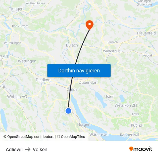 Adliswil to Volken map