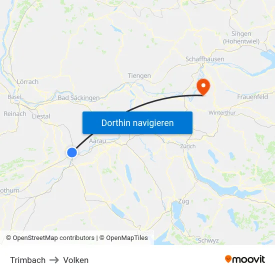 Trimbach to Volken map