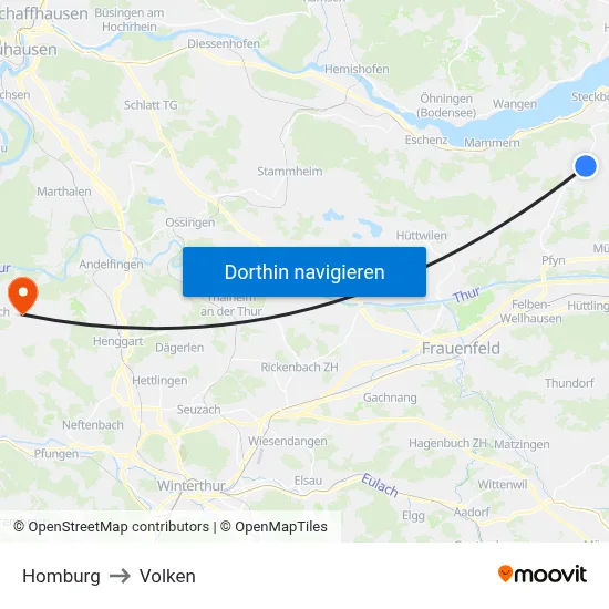 Homburg to Volken map