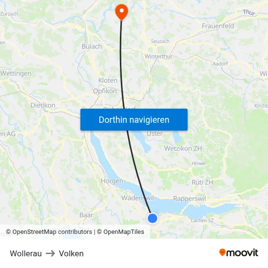 Wollerau to Volken map