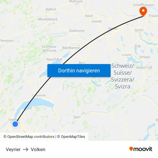 Veyrier to Volken map