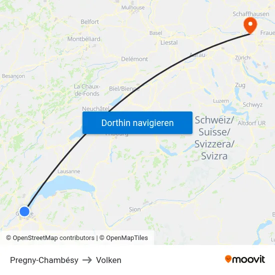 Pregny-Chambésy to Volken map