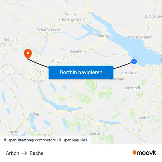 Arbon to Bachs map