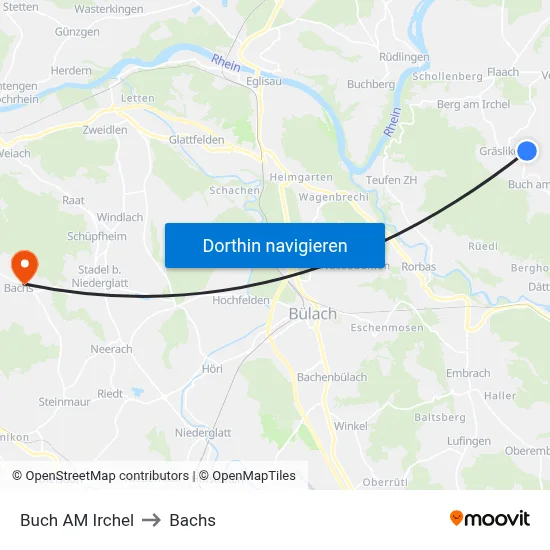Buch AM Irchel to Bachs map