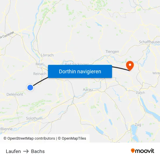 Laufen to Bachs map