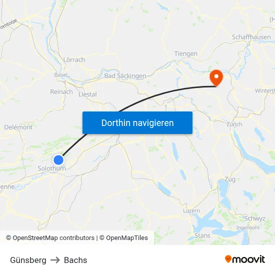 Günsberg to Bachs map