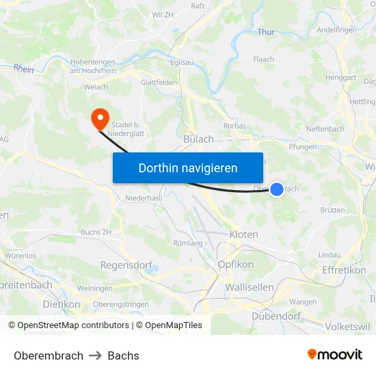 Oberembrach to Bachs map