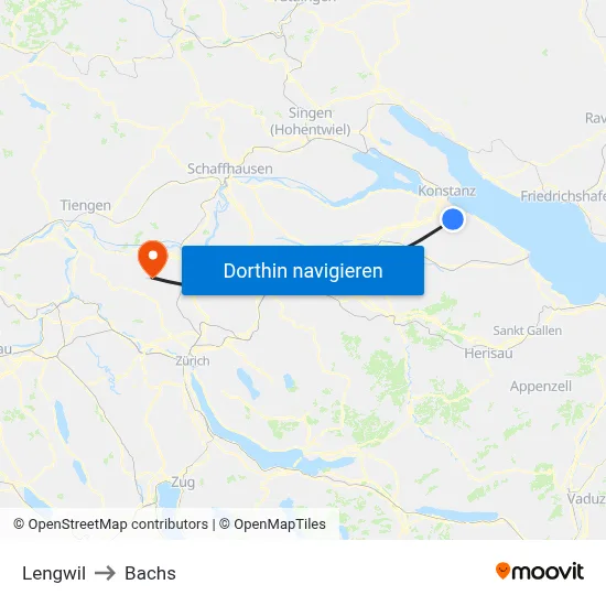 Lengwil to Bachs map