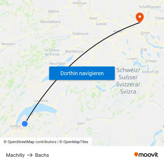 Machilly to Bachs map