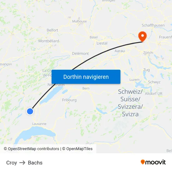 Croy to Bachs map