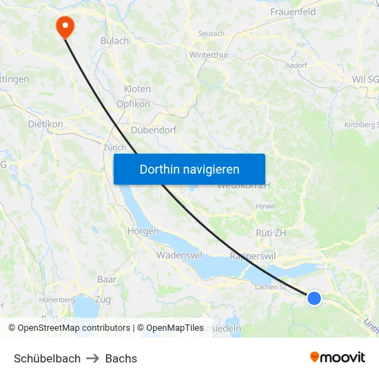 Schübelbach to Bachs map