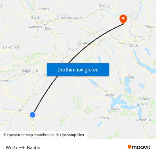 Worb to Bachs map