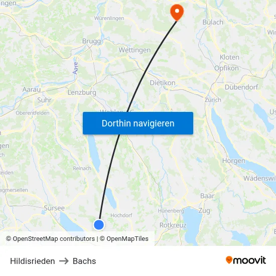 Hildisrieden to Bachs map