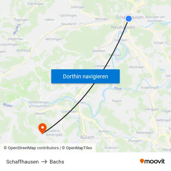 Schaffhausen to Bachs map