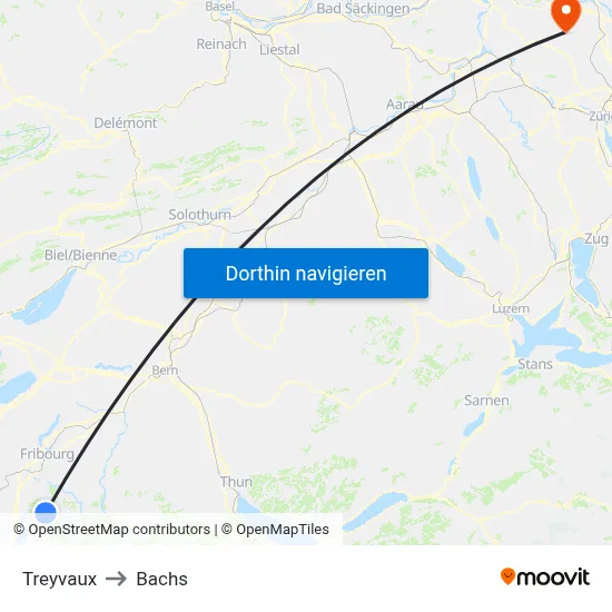 Treyvaux to Bachs map