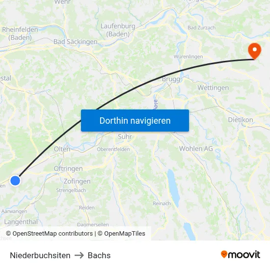 Niederbuchsiten to Bachs map