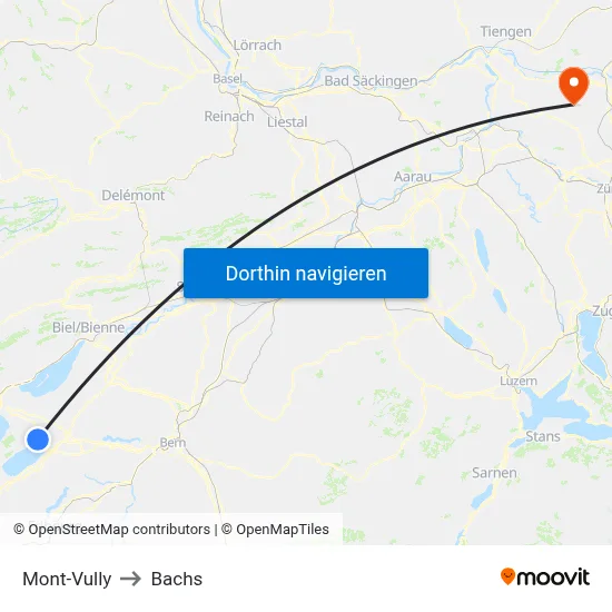 Mont-Vully to Bachs map