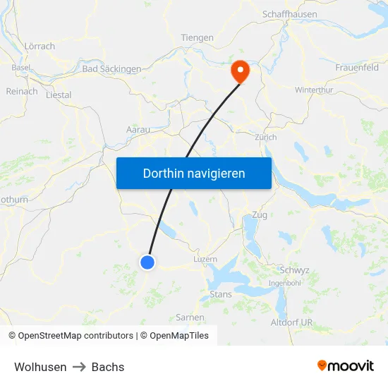 Wolhusen to Bachs map