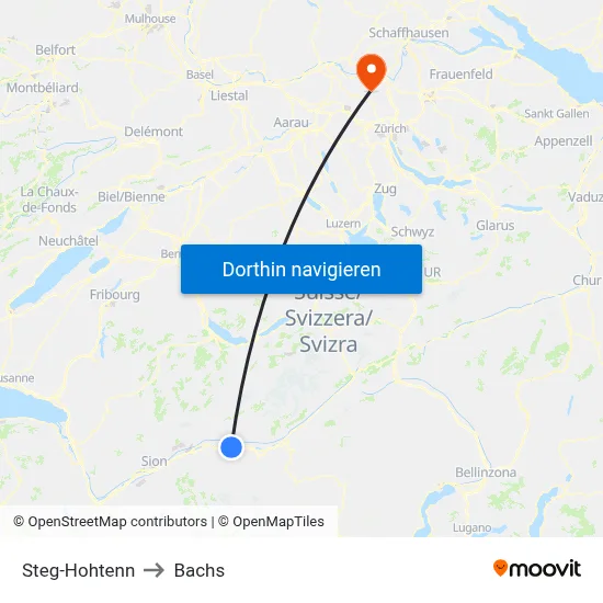 Steg-Hohtenn to Bachs map